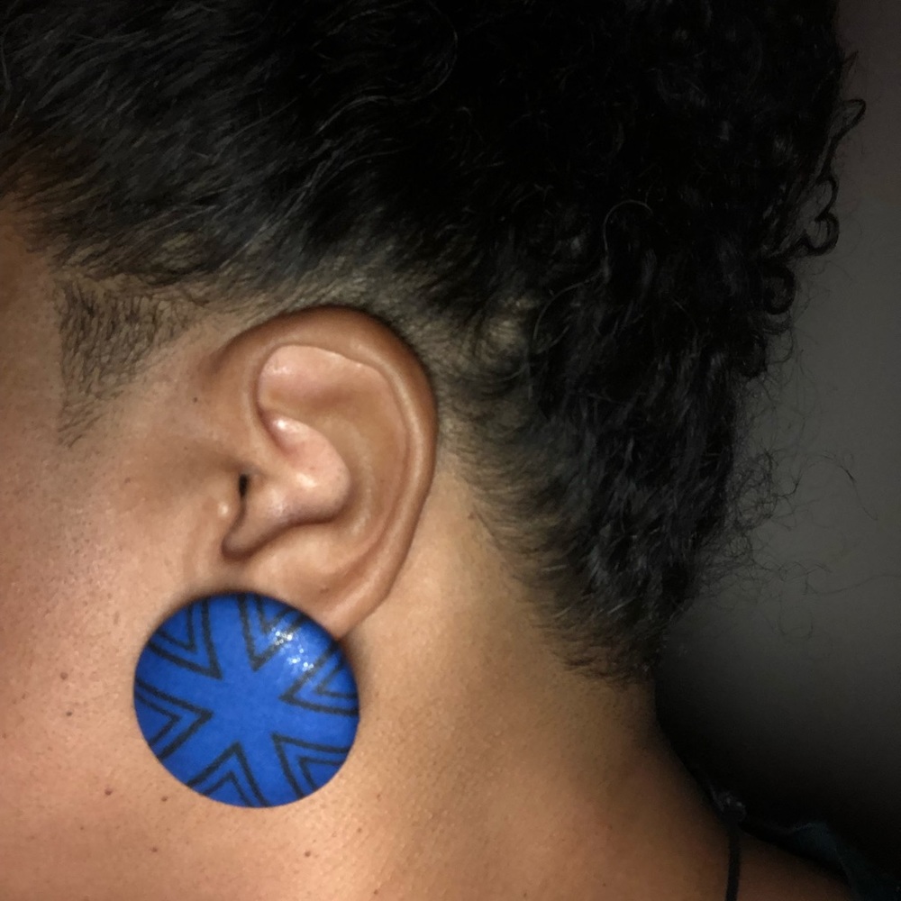 Handmade African Print Button Earrings